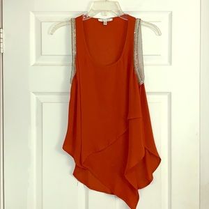 SPENSE - S - Beaded Rust Orange Top